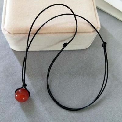 China Crystal Gemstone Natural Stone Wax Beads Adjustable Handmade Red Carnelian Rope Pendant Necklaces Ethnic Ethnic Agate for sale