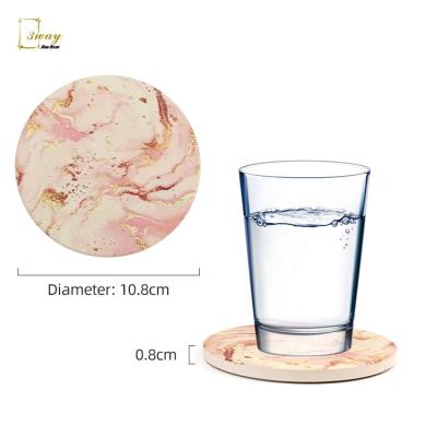 China OEM Modern Marble Ceramic Coffee Tea Coffee Beer Round Custom Coaster Drinks Cup Mats&Pads Set With Stand for sale