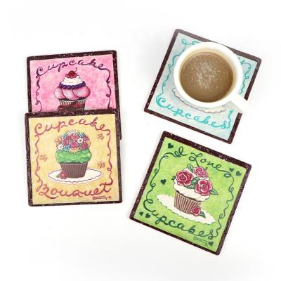 China Wine Viable Kitchen Ceramic Personalized Square Beer Tea Tile Coffee Mug Coasters With Sand Logo Custom Mug Mats For Drinks for sale