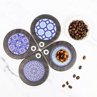 China OEM Viable Custom 4 in 1set Cute Coffee Beer Tea Cork Cup Mat Pads Magnetic Coasters and Ceramic Place Mats for Office Table Decoration for sale