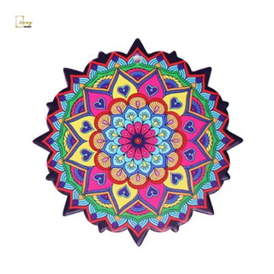 China Round shape eco-friendly ceramic table place mat tripod mandala design with custom design on sale for sale