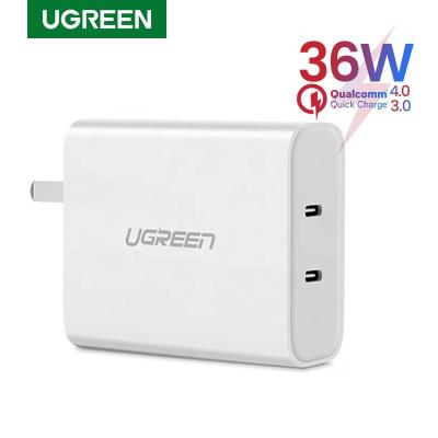 China Wholesale Ugreen Dual Ports PD18W QC4.0 Foldable Power Charger For iPhone 12 Pro XS Macbook iPad Wall USB TypeC Charger For Huawei Laptop for sale