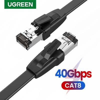 China UGREEN Cat8 High Speed ​​U/FTP Conductor Cat8 Ethernet Cable 40Gbps Network Pure Copper Flat Cable For Laptop PC Router PS 4 Lan Patch Cord Cable RJ45 for sale