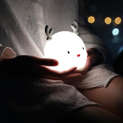 China Room New Arrival USB Rechargeable Silicone Sleep Led Table Desk Deer Lamp Night Light For Kids for sale