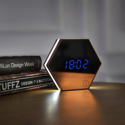 China Antique Style Mirror Portable Multifunctional Popular Digital Led Square Alarm Clock USB Charging Desktop Electronic Clock for sale