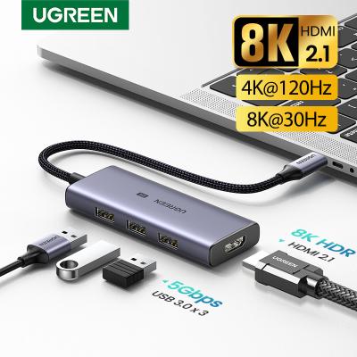 China Hot Selling Ugreen USB C Hub 8K30Hz 4K120Hz Type C to HD-MIV2.1 USB 3.0 Adapter for Macbook Air USBC iPad PC Pro M1 HUB CM500 for sale