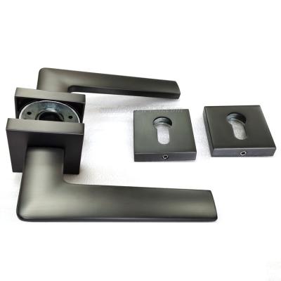 China Modern Newest Design Zinc Alloy Black Door Handle Lock Interior Door Pull Handles Door Handles Locks Lever for sale