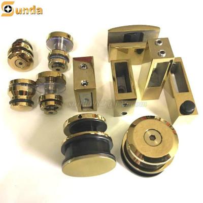 China Flexible Luxury Gold Sliding Door Frameless Glass Fittings for sale