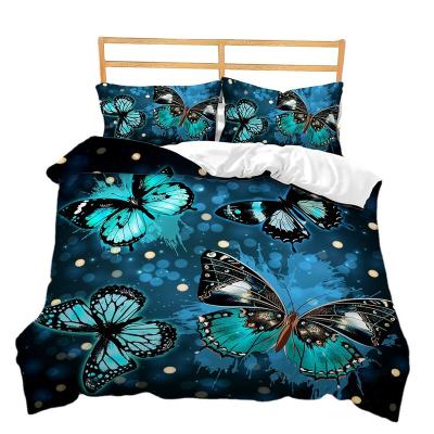 China Wholesale Nondisposable Luxury Bedding Set King Size Home Modern Duvet Cover Set Butterfly Comforter Covers Pillowcase Bed Sheet for sale