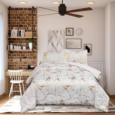 China Nondisposable Hot Selling Marble Texture Blends With Metallic Gold Foil Style King Comforter Sets For Bed for sale