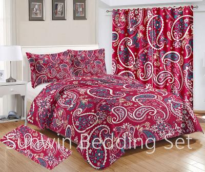 China Sunwin Anti-Pull Bedding Sets With Matching Curtains Drapes Sets 12 Piece Bedding Bedspread Set And Sheet Queen Size With Curtain for sale