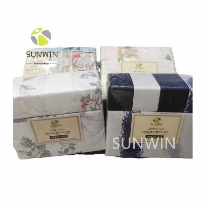 China SUNWIN Anti-Static Sheet Set Brushed Microfiber Bedding 1800 High Quality Print Microfiber Bed Sheet Set 6pcs for sale