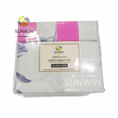 China SUNWIN Floral Dye Printing 100% Polyester Microfiber Sheet Set 6pcs Queen and Large Anti-Static for sale