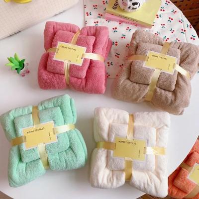 China Hot Selling Microfiber Safe For Kids Quick Drying Coral Fleece Towel Sports Bathroom Shower Towel Sets Absorbent Ultra Soft for sale