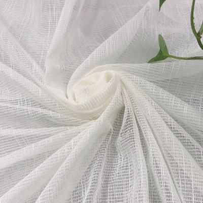 China Hotel Textile Breathable Fabric Jacquard Knit Pure White Voile Polyester Curtains Fabric for sale