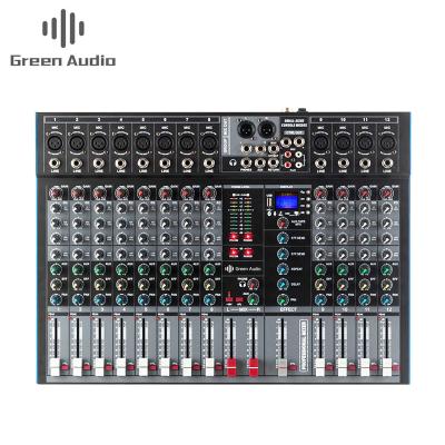 China GAX-ET12 Professional 12 channel mixer single group output BT with effect reverb for stage wedding performance for sale