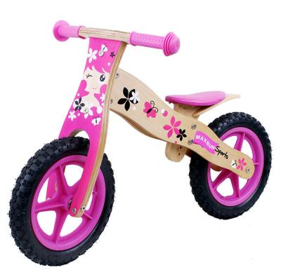 China Ride On Toy 12 Inch Wooden Balance Bike Princess Toy Bike Kids Bike Girl's First Balance Bike for sale