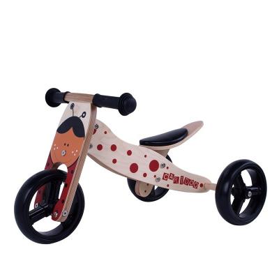 China Ride On Wooden Toy Wholesale Ladybird Kids 2-in-1 Balance 3 Wheels Baby Tricycle Toy for sale