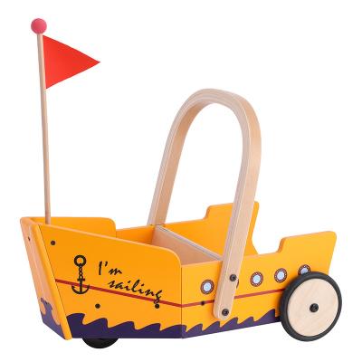 China Eco-Friendly Push And Pull Pirate Learning Walker Wooden Corsair Walker Baby Dolls Pram for sale