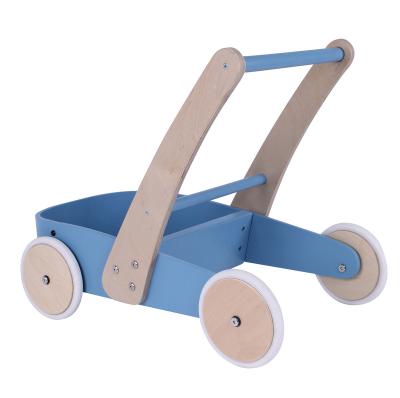 China Eco-friendly Wooden Baby Walker Dolls Pram Pushing And Pulling Toys for sale