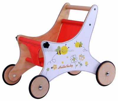 China 2017 Toy New Moon Funny Educational Wooden Baby Walker Pram With Cloth Bag As Kids Stroller Toy for sale