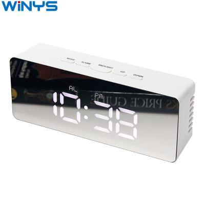 China Calendars LED Alarm Clock, Makeup Mirror and Night Light Table Clock with Digital Thermometer, Travel Nap Desk Clock Desk Alarm for sale