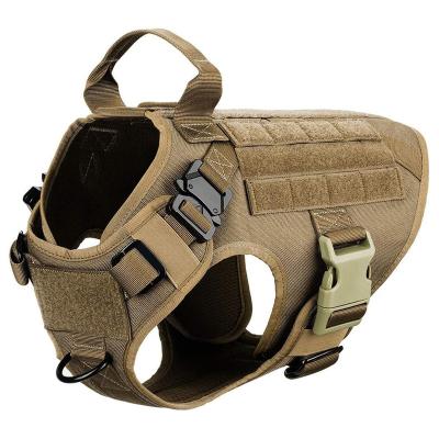 China Nylon Padded Tactical Dog Training Harness Dog Vest For No Front Leash Clip Working Dog MOLLE Traction Vest With Handle for sale