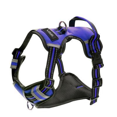 China Easy Walk Stocked Adjustable Neck Training Reflective Dog Harness Vest With Handle for sale