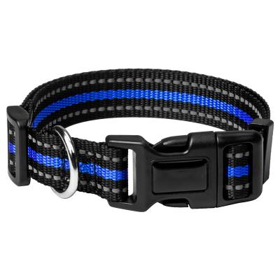 China Night Reflective Plastic Safety Buckle Reflective Nylon Dog Collar For Walking for sale