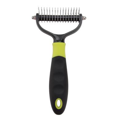 China Durable Pet Double Sided Blades Fur Dematting Trimmer Deshedding Brush Grooming Tool Hair Remover Dog Comb for sale