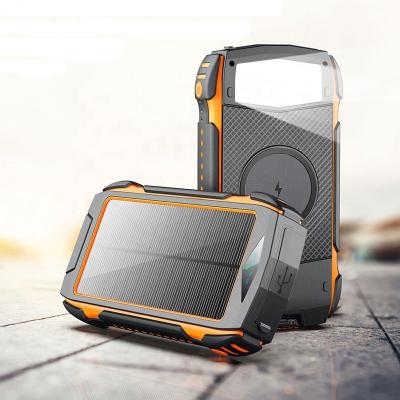 China New Arrival 15W Qi Fast Fast Phone Support Charging Charger 20000mAh Solar Power Bank for sale