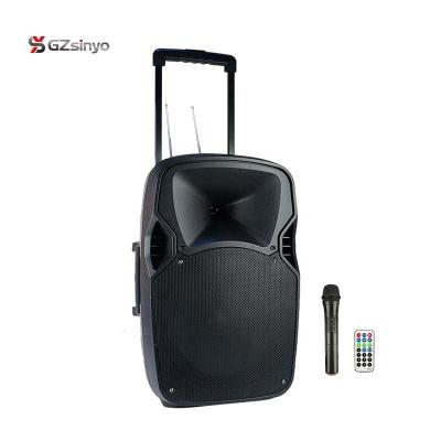 China 12 inch cart amplifier wireless speaker system with wheels for sale