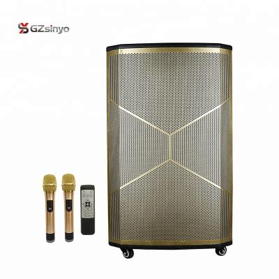 China 15 Inch Wireless Wooden Professional Stage Powerful Trolley Speaker Amplifiers With UHF MIC for sale