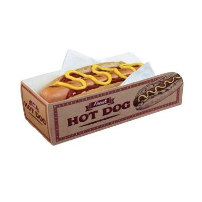 China Recyclable Support Customized Services Multicolor Portable Tray Takeaway Food Container Hot Dog Box for sale