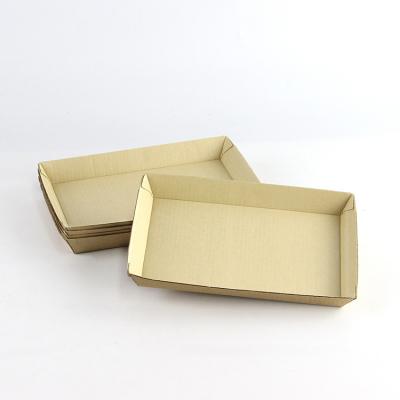 China China Factory Biodegradable High Grade Corrugated Kraft Paper Food Takeaway Package Container Tray for sale