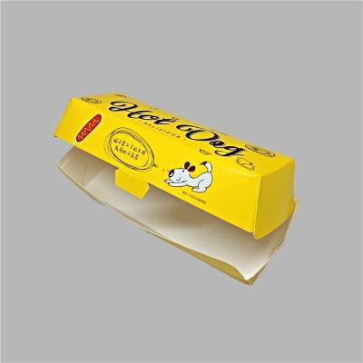 China Biodegradable Custom Logo Printing Paper Package Hot Dog Tray Takeaway Food Container for sale