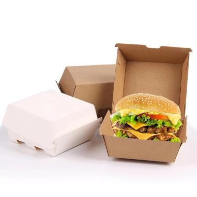 China Biodegradable Hot Sale Cardboard Paper Clamshell Hamburger Fast Food Takeaway Packaging Box for sale