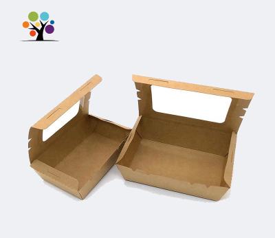 China Biodegradable Disposable Kraft Paper Food Packaging Container Takeaway Food Packing Box With Window for sale