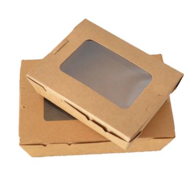 China Eco Friendly Wholesale Biodegradable Fast Food Packaging Paper Box Container With PET Window for sale