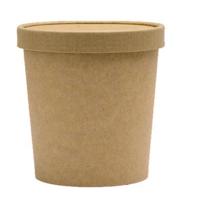 China 16oz Disposable Disposable Kraft Paper Take Out Soup Cup Food Paper Container Bowl for sale