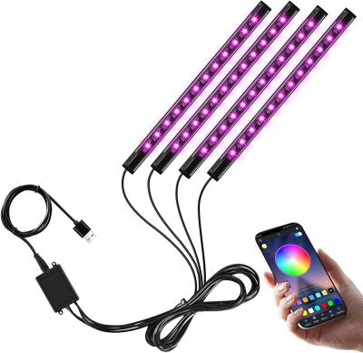 China RGB 5050 LED Strip Atmosphere Remote Car Interior Decorative Lights With APP Music Wireless Remote Control Car Led Lights 4*9