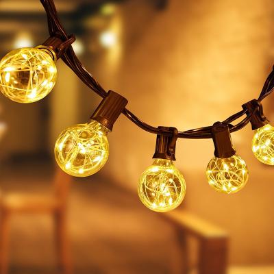 China Vintage Waterproof 48FT Outdoor G40 15Bulbs Copper Wire With Led Globe Bulb For Patio Wedding Holiday Decor Ball Curtain for sale