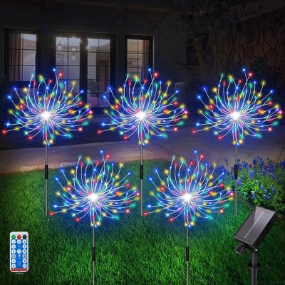 China 105 LED Decorative Garden Stake Landscape Light DIY Solar Powered Flower Fireworks Lights For Outdoor Solar Pathway Garden Lights for sale