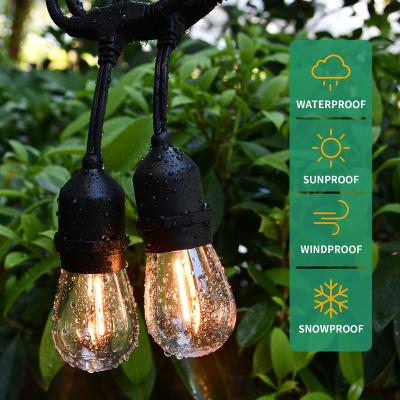 China Residential 110V 230V IP65 Waterproof 48FT 15 LED Bulbs Party Lighting Outdoor S14 String Lights For Patio Garden Holiday Wedding Light for sale