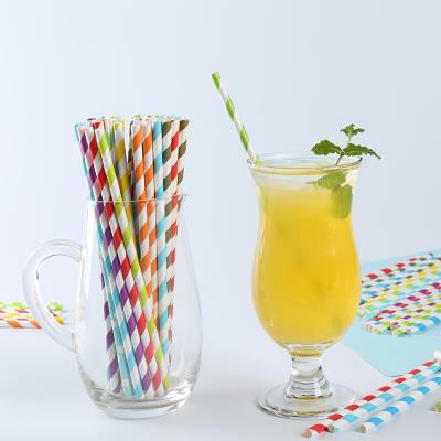 China Wholesale Disposable Colorful Christmas Paper Straw Food Grade Disposable Colorful Striped Paper Drinking Straws for sale