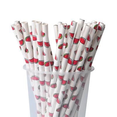 China Disposable / Eco - Friendly Hot Sale 197mm Watermelon Pattern Drinking Paper Straws for sale