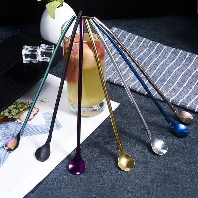 China Custom Logo Factory Wholesale 304 Stainless Steel Straw Metal 12mm Colored Spoon Straw And Brush for sale