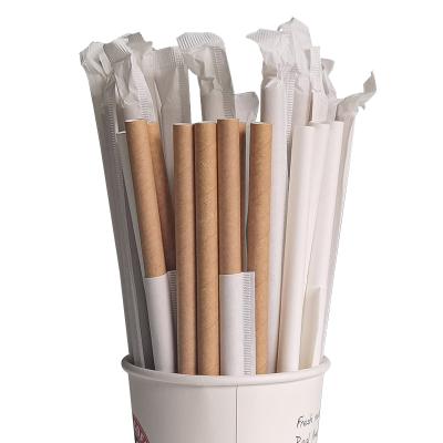 China Disposable In Stock Bio Degradable Smoothie Straws Disposable Wrapping Paper Straw for sale