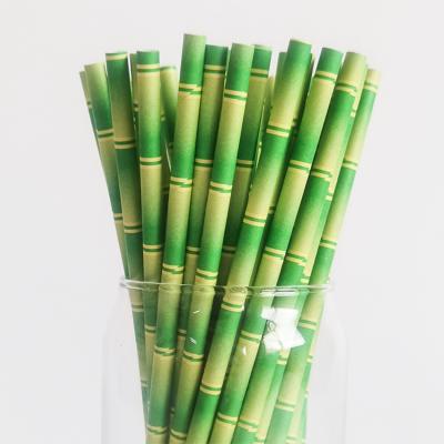 China Amazon Biodegradable Hot Selling Biodegradable Bamboo Printed Straw Jumbo Boba Tea Colored Paper Drinking Straw Customized for sale