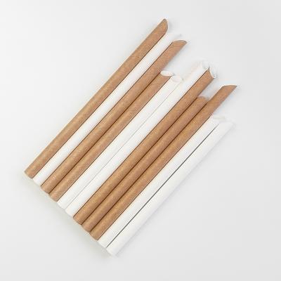 China Factory Supply Big Big Boba Disposable Biodegradable Bubble Tea Pointed End 12mm Straw With Wrapped Paper Straw With Wrapped for sale